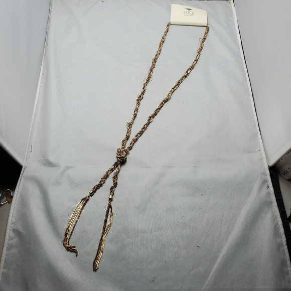 BKE knotted multi color necklace tassel gold-rose gold-cream white color chain - Picture 4 of 6